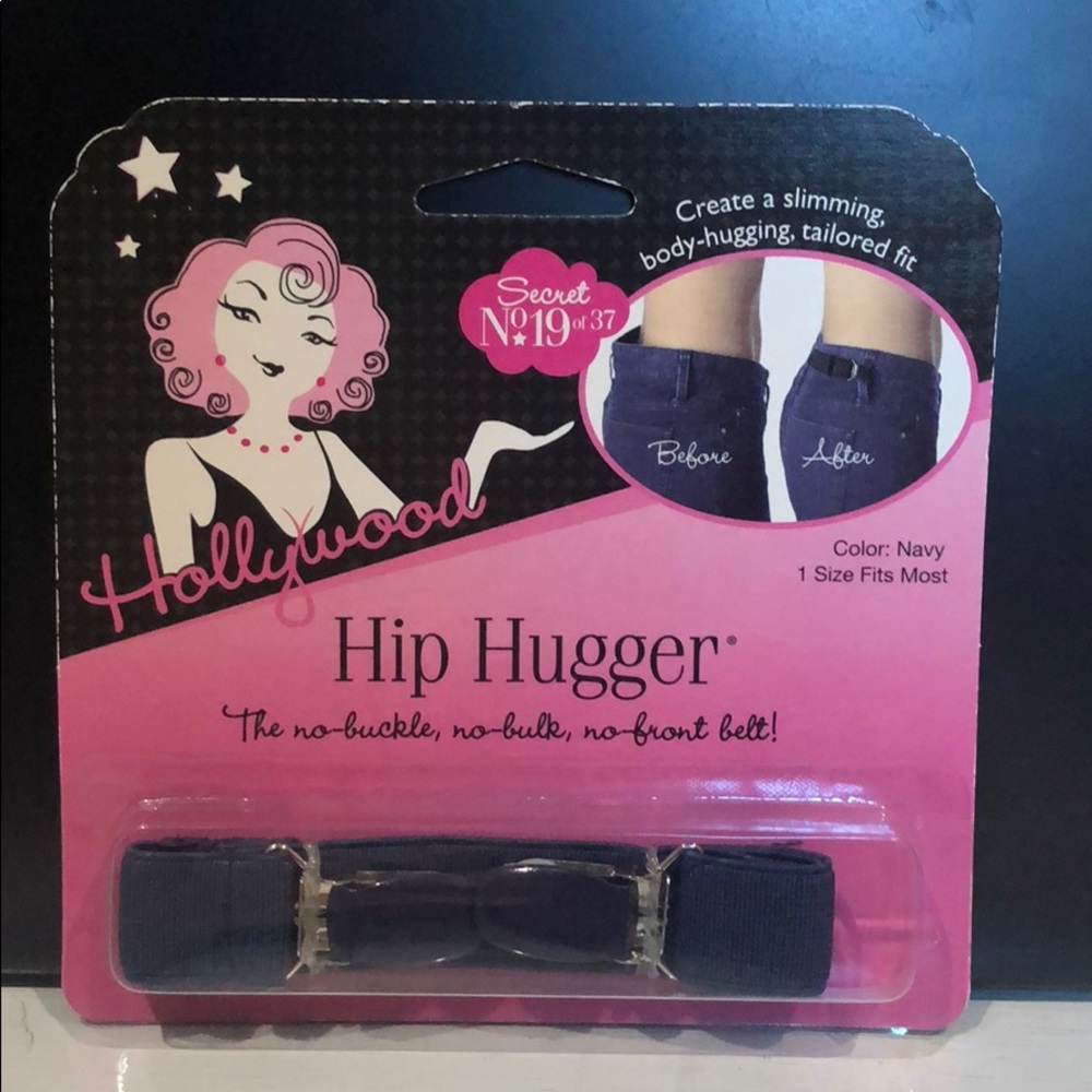 Hollywood Fashion Secrets hip hugger belt Navy
